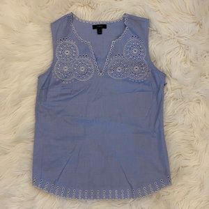J Crew chambray embroidered eyelet sleeveless top size 2